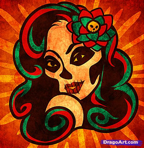 Click here to save the tutorial to pinterest! How to Draw Day of the Dead Girl, Step by Step, Art, Pop ...