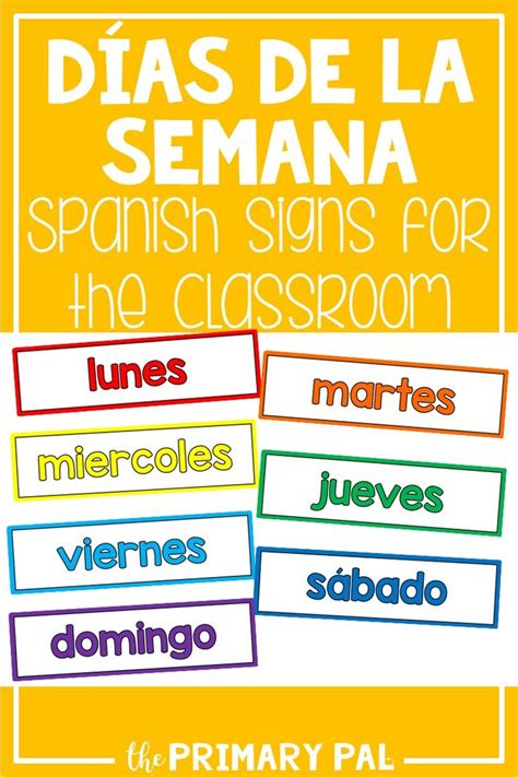 Spanish Days Of The Week Signs