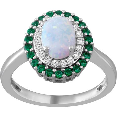 Sterling Silver Created Opal Created White Sapphire And Simulated