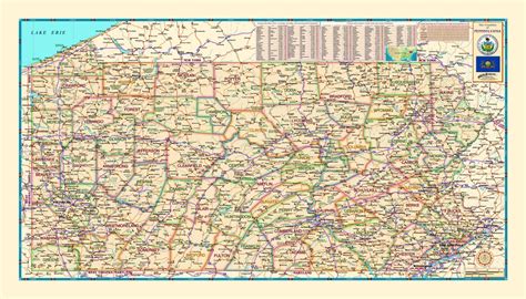 Pennsylvania Counties State Wall Map By Compart The Map Shop