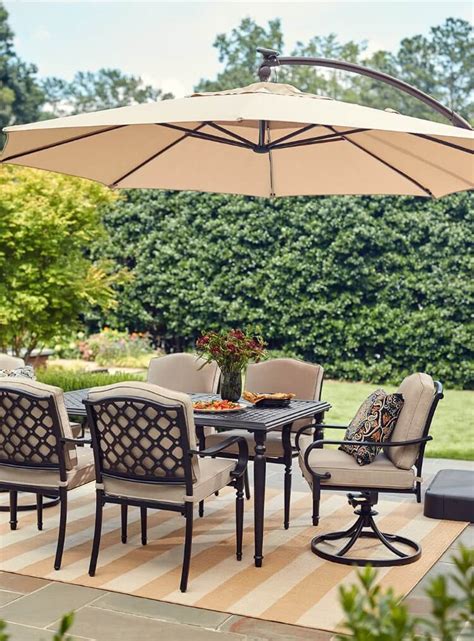 Whether you're looking to be shaded by traditional drape and market umbrellas, or would like a modern cantilever, or a contemporary shade sail, you're sure to find an outdoor umbrella that suits your needs when you. Patio Furniture - The Home Depot