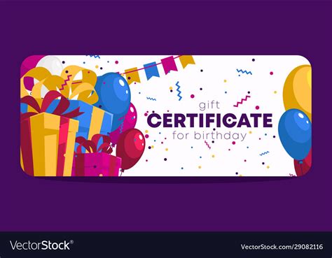 Birthday Gift Certificate Template Royalty Free Vector Image My XXX