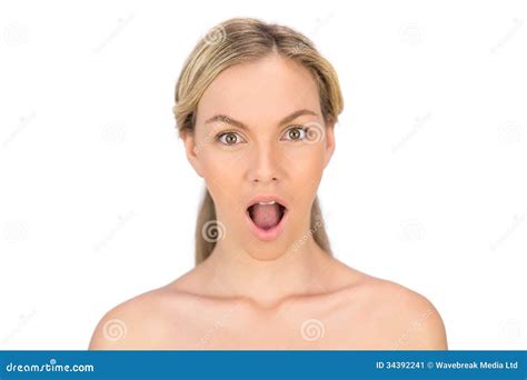 Surprised Bare Blonde Posing Stock Image Image Of White Head 34392241