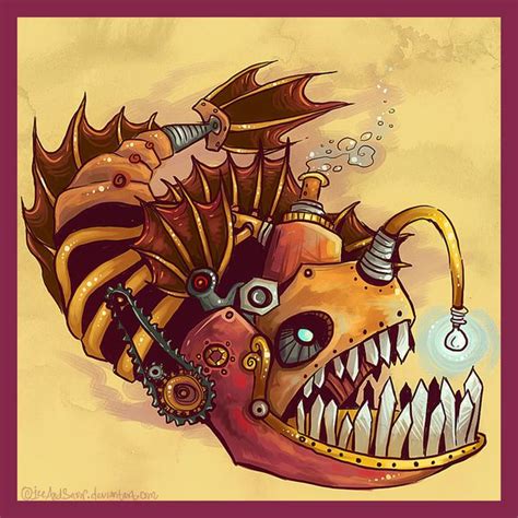 Steampunk Anglerfish By Iceandsnow On Deviantart Steampunk Drawing