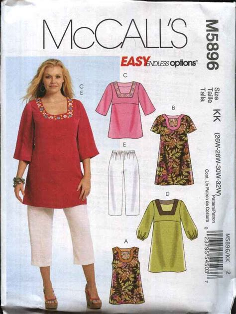 Free sewing patterns available in plus sizes. McCall's Sewing Pattern 5896 Womans Plus Size 18W-24W Easy ...