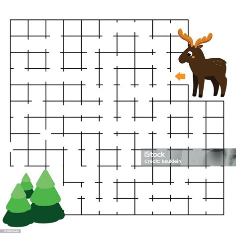 Maze Puzzle Help Elk Find Way Activity For Toddlers Educational