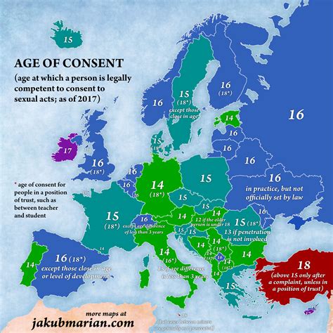 Age Of Consent By Country In Europe 1600 X 1600 Mapporn