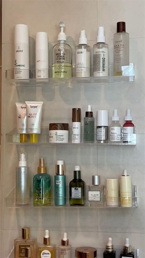 Love My Skincare Wall 🤍🤍 These Are Self Adhesive Shelves So Theres No