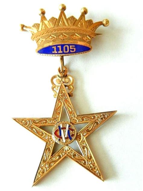 Rare Antique 1905 14k Masonic Medal Pin Badge 1105 Crown With Masonic