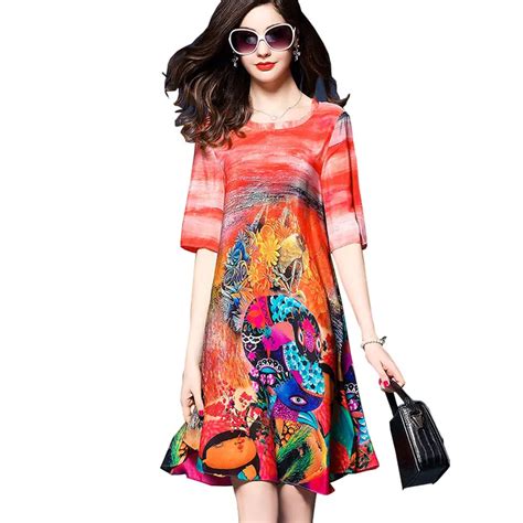 European American Style Printing Dress Summer New 2018 Lloose Short