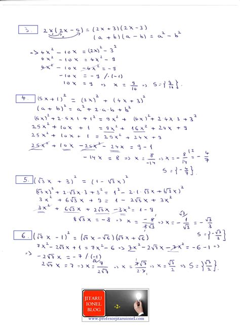 Ecuatii In R Exercitii Rezolvate Matematica Clasa A 8 A