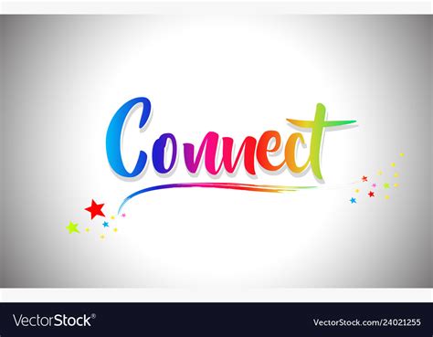 Connect Handwritten Word Text With Rainbow Colors Vector Image