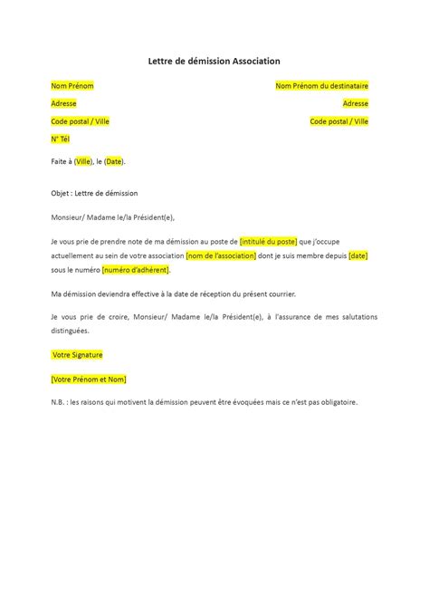 Lettre De Démission CDI à Télécharger Format Word PDF