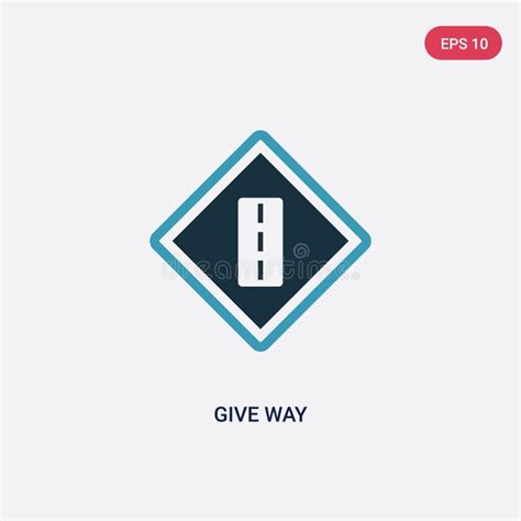 Two Color Give Way Vector Icon From Signaling Concept Isolated Blue