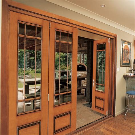 Lobby Entrance Doorwood Patio Sliding French Folding Door With Clear