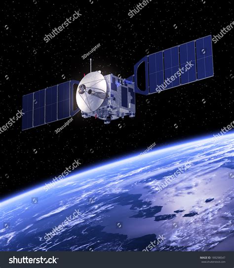 Satellite Orbiting Earth 3d Scene Elements Stock Illustration 189298547