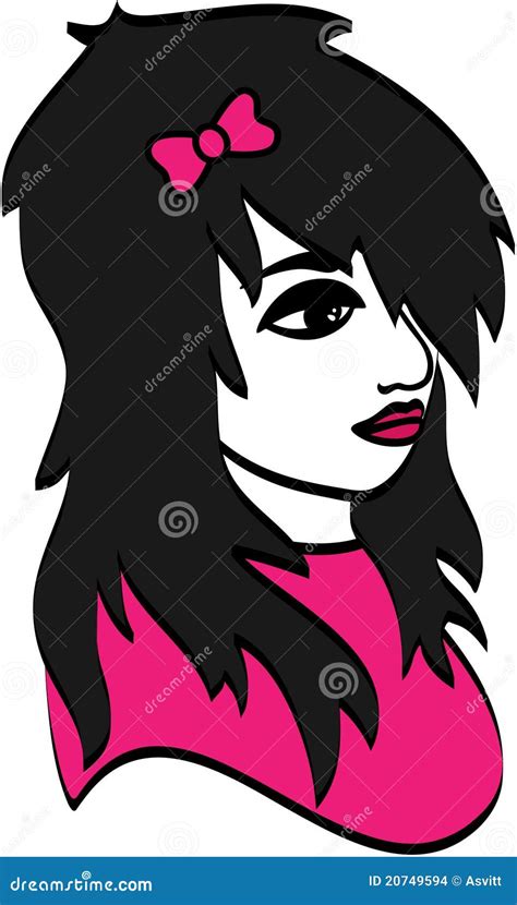 Emo Girl Stock Vector Illustration Of Head Hairdo Goth 20749594