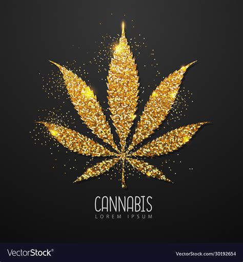 Golden Cannabis Leaf Silhouette Royalty Free Vector Image