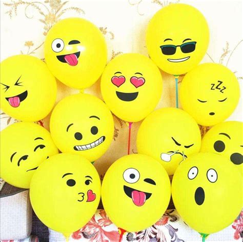 5pcs Set Emoji Balloons 10 Latex Party Balloon Emoji Etsy