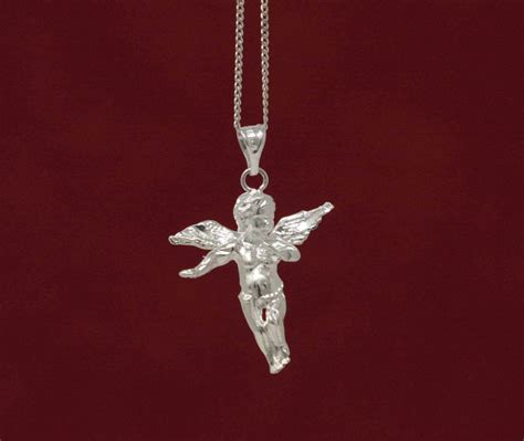 Sterling Silver Angel Pendant Silver Cupid Necklace Eros Etsy