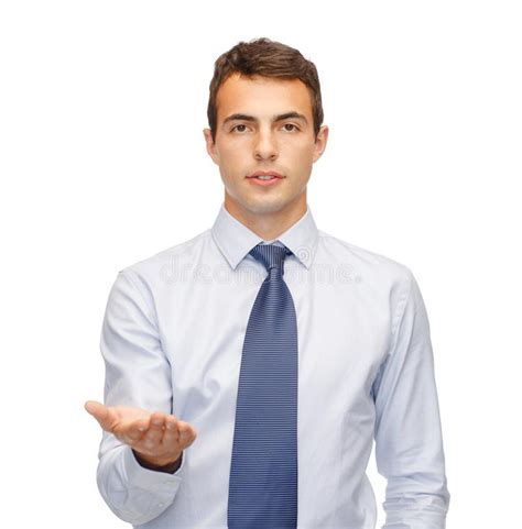 Man Showing Something On The Palm Of His Hand Stock Image Image Of