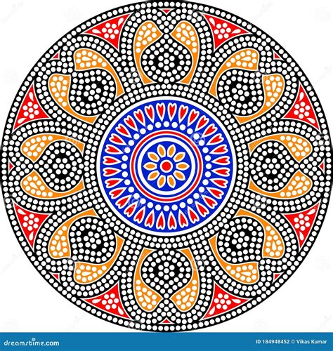 Mandala Vector Dot Art Aboriginal Dot Painting Retro Folk Design