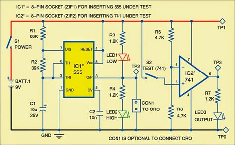 Tester For 555 Timer And 741 Op Amp Ics Expert Circuits