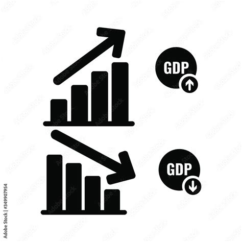 Gdp Growth Icon Sign Isolated On White Background Gdp Down Symbol