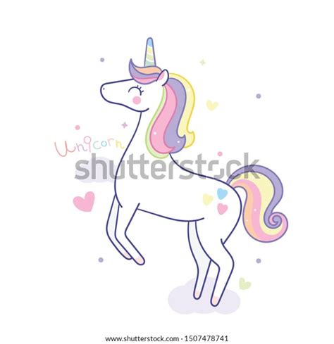 Cute Unicorn Vector Pony Cartoon Child Stok Vektör Telifsiz 1507478741