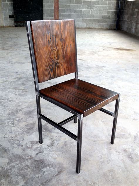 Chair Made Of Reclaimed Wood And Steel With Iron Pins Steel Furniture