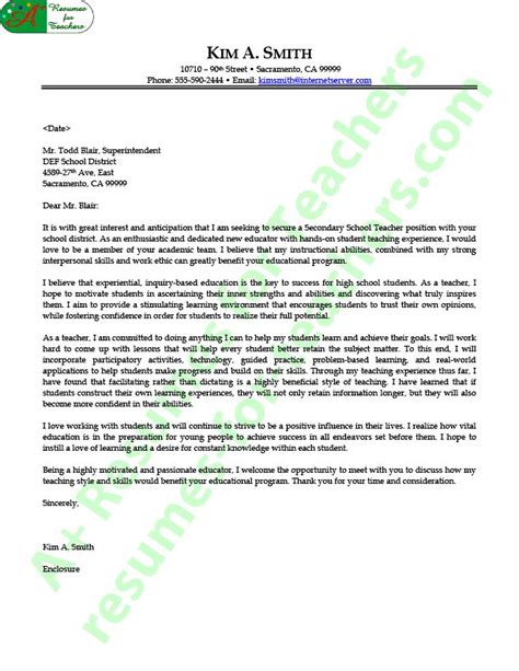 High School Teacher Cover Letter Sample Job Cover Letter Resume