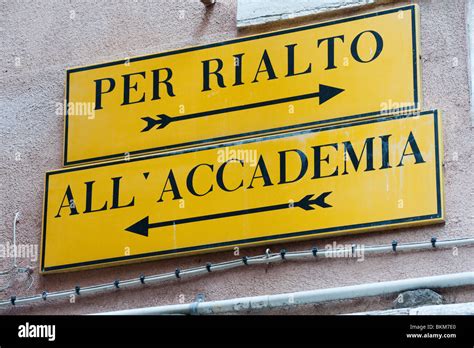 Direction Signs In Venice Italy Stock Photo Alamy