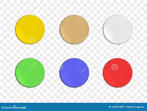 Vector Colorful Circle Stickers Isolated On Light Transparent