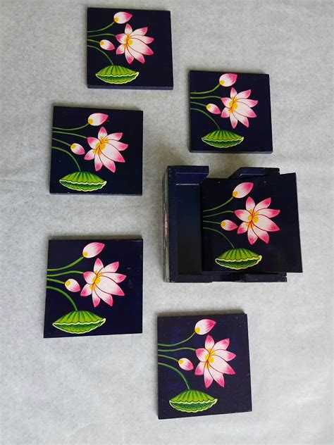 Beautiful Tea Coaster Set In Pichwai Style Hand Painted Etsy