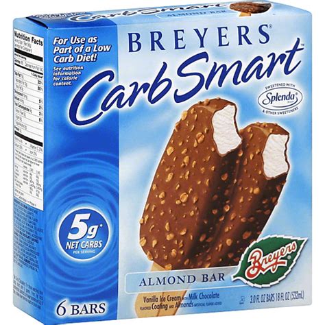 Breyers Carbsmart Almond Bars Frozen Dairy Dessert 6 Ct Sandwiches
