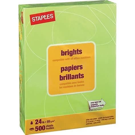 Staples Brights Multipurpose Paper 24 Lbs 85 X 11 Lime 500ream
