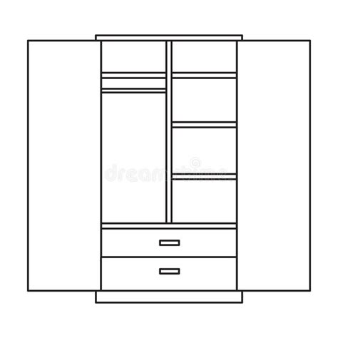 Wooden Cupboard Isolated Outline Icon Vector Illustration Room