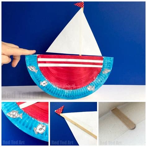 Rocking Paper Plate Boat Red Ted Art Easy Kids Crafts In 2022