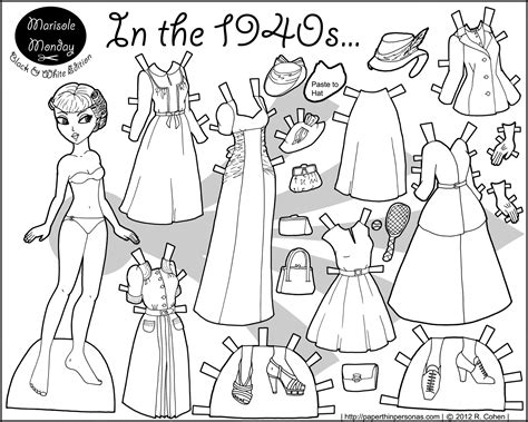 In The 1940s Paper Doll Coloring Page • Paper Thin Personas