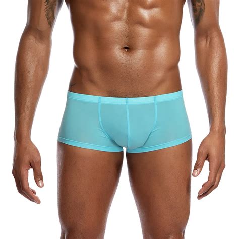 Feitong Boxer Men Cueca Solid Color Boxer Shorts Pouch Ultra Thin