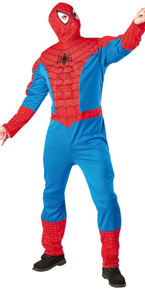 Adults Muscle Chest Spiderman Superhero Fancy Dress Halloween Party Costume