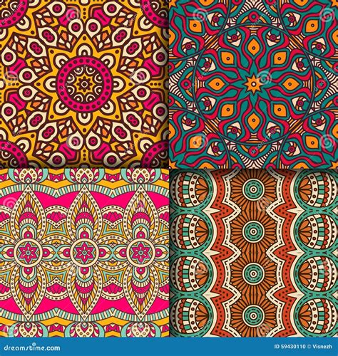 Ethnic Floral Seamless Pattern Stock Vector Illustration Of