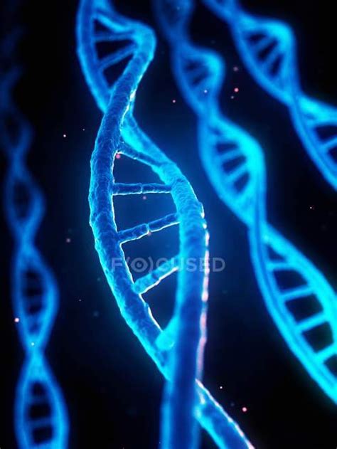 Blue Dna Strands Digital Illustration Black Background Health