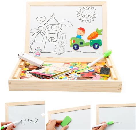 Tablica Edukacyjna Dla Dzieci Drewniana Dwustronna Zabawki Postacie