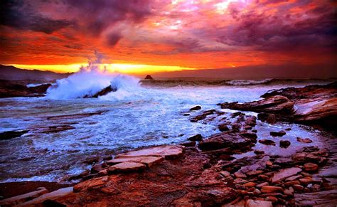 Beaches Storm Sunset Lovely Seashore Colorful Hills Photography