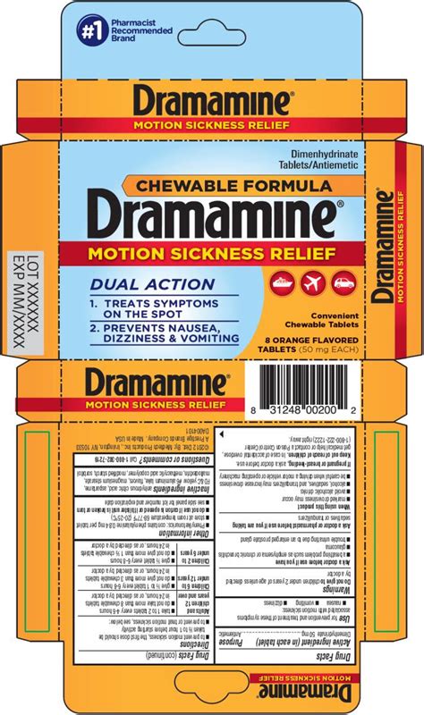 It will help them feel more relaxed and less nauseated. NDC 63029-902 Dramamine Orange Dimenhydrinate