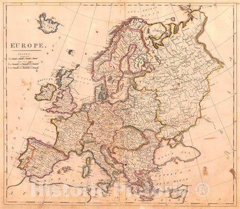 Historic Map 1814 Europe Vintage Wall Art In 2021 Map Pirate