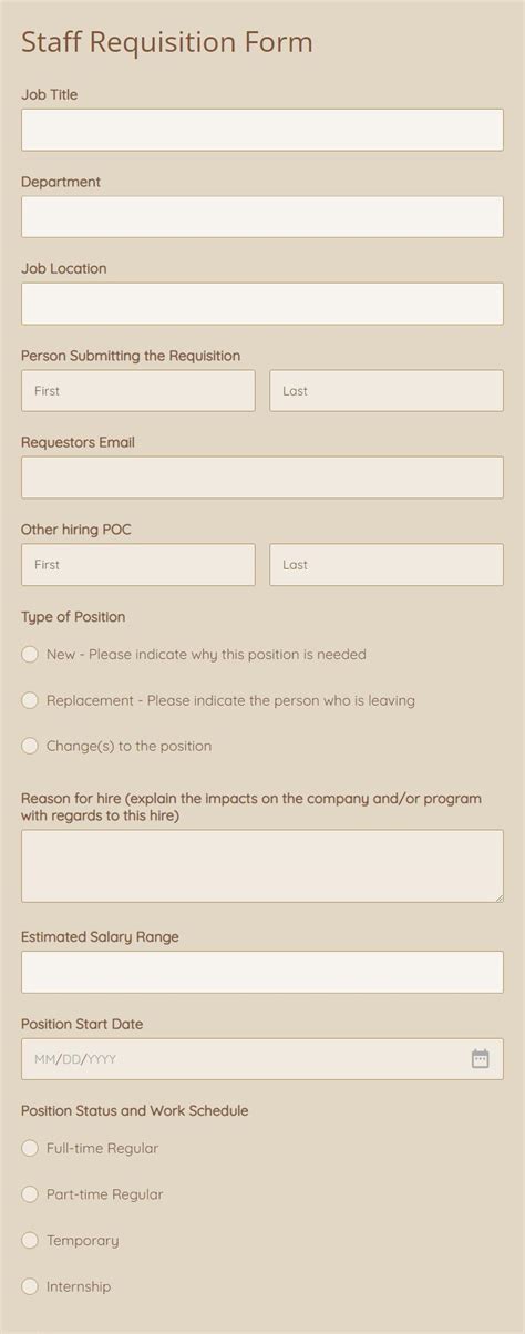 Free Online Staff Requisition Form Template 123formbuilder