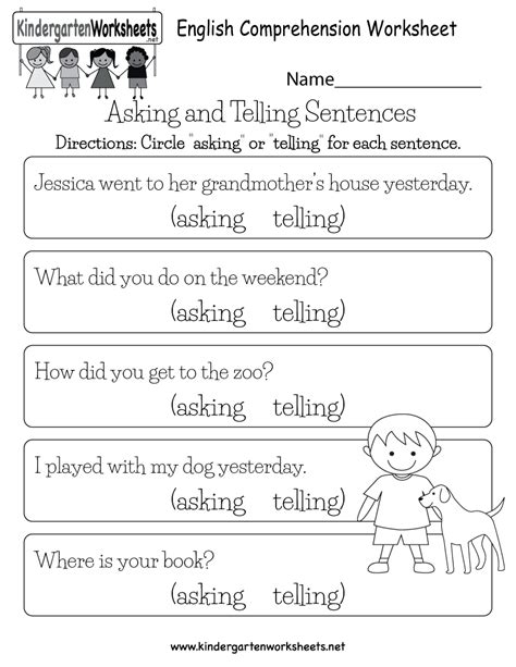 Asking And Telling Sentences Worksheets For Grade 1 How Progress