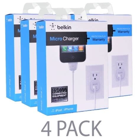 4 Pack Belkin Usb To 30 Pin 4 Cable Wall Charger For Iphoneipod 1